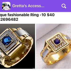 Gold and Silver Ring with Blue Gem